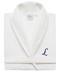 Linum Home Personalized Unisex Embroidered Turkish Cotton Waffle Weave Bathrobe