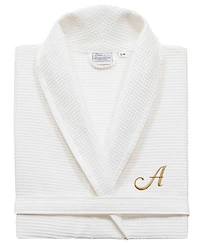 Linum Home Personalized Unisex Embroidered Turkish Cotton Waffle Weave Bathrobe