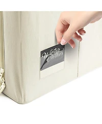 Sorbus 2 Pack Large Foldable Storage Box - Metal Frame, Oxford Fabric, Large Window & Handles - Organization for Bedroom, Linens & Clothes (Beige