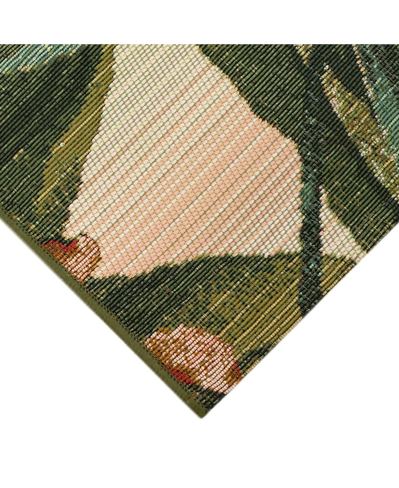 Liora Manne' Marina Tropical Leaf Cream 1'11" x 7'6" Runner Rug