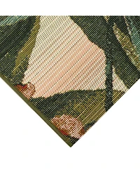 Liora Manne' Marina Tropical Leaf Cream 1'11" x 7'6" Runner Rug