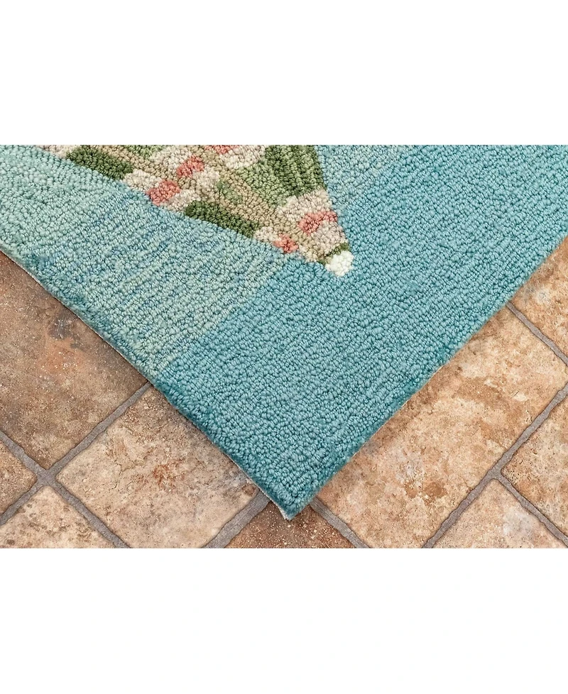 Liora Manne' Frontporch Beach Umbrellas Aqua 2' x 3' Outdoor Area Rug