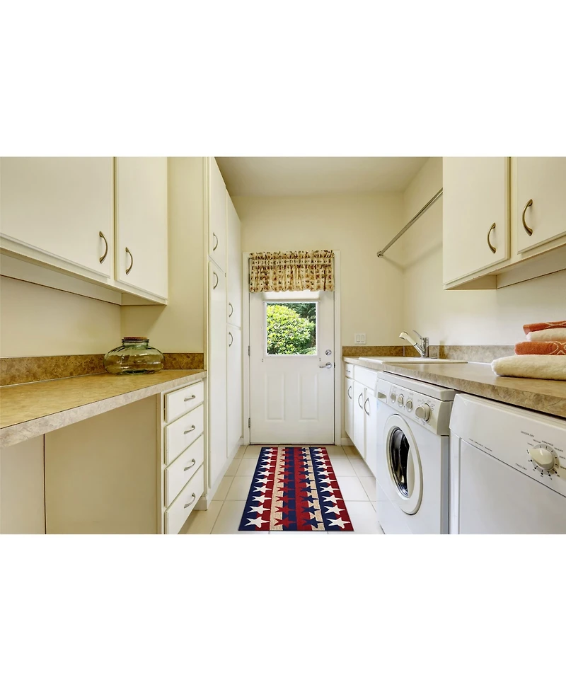 Liora Manne' Frontporch Stars and Stripes Red 2' x 5' Runner Rug