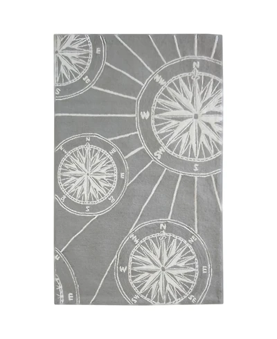 Liora Manne' Frontporch Compass Black and Gray 3'6" x 5'6" Outdoor Area Rug