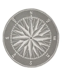 Liora Manne' Frontporch Compass Black and Gray 3' x 3' Round Rug