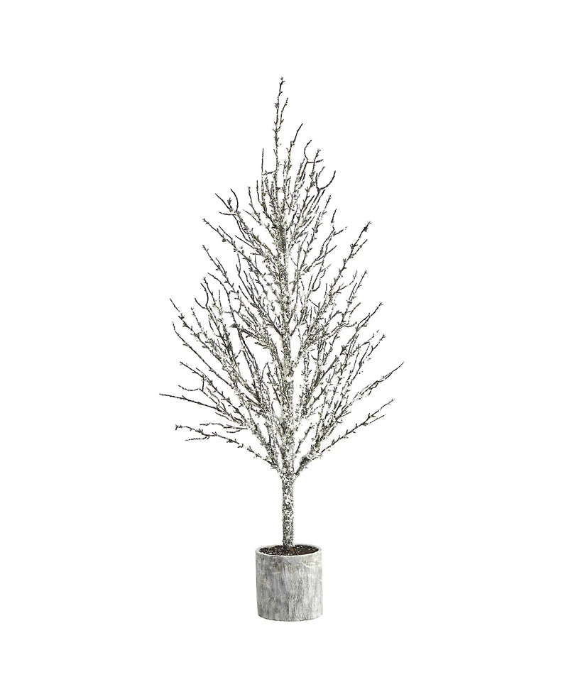 Nearly Natural Snowed Twig Artificial Tree in Decorative Planter
