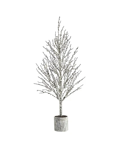 Nearly Natural Snowed Twig Artificial Tree in Decorative Planter