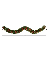Nearly Natural Bow and Pinecone Artificial Christmas Garland with 35 Clear Led Lights