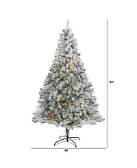 Nearly Natural Flocked Rock Springs Spruce Artificial Christmas Tree with 350 Clear Led Lights and 800 Bendable Branches