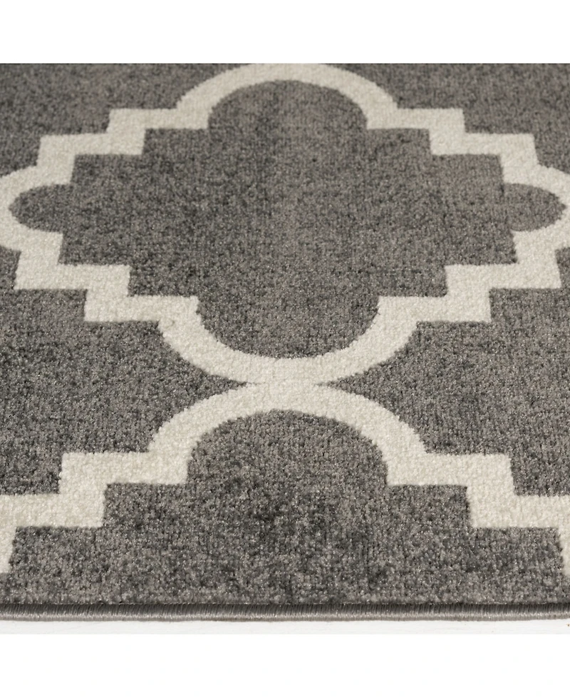 Closeout! Portland Textiles Tropicana Taza Gray 8'8" x 11'10" Outdoor Area Rug