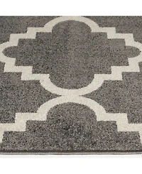Closeout! Portland Textiles Tropicana Taza Gray 8'8" x 11'10" Outdoor Area Rug