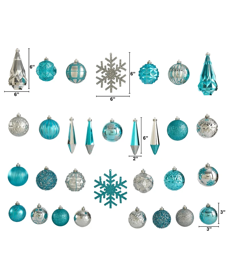 Nearly Natural Holiday Shatterproof, 52 Count Christmas Tree Ornament Box Set