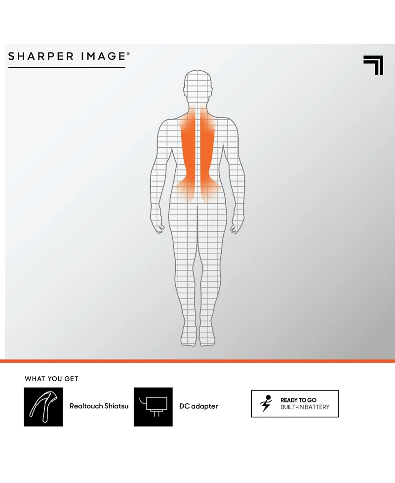 Sharper Image Realtouch Shiatsu Massager, Warming Heat Soothes Sore Muscles, Nodes Feel Like Real Hands, Wireless & Rechargeable
