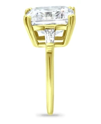 Cubic Zirconia Asscher Cut Center Stone Ring in Gold Plate