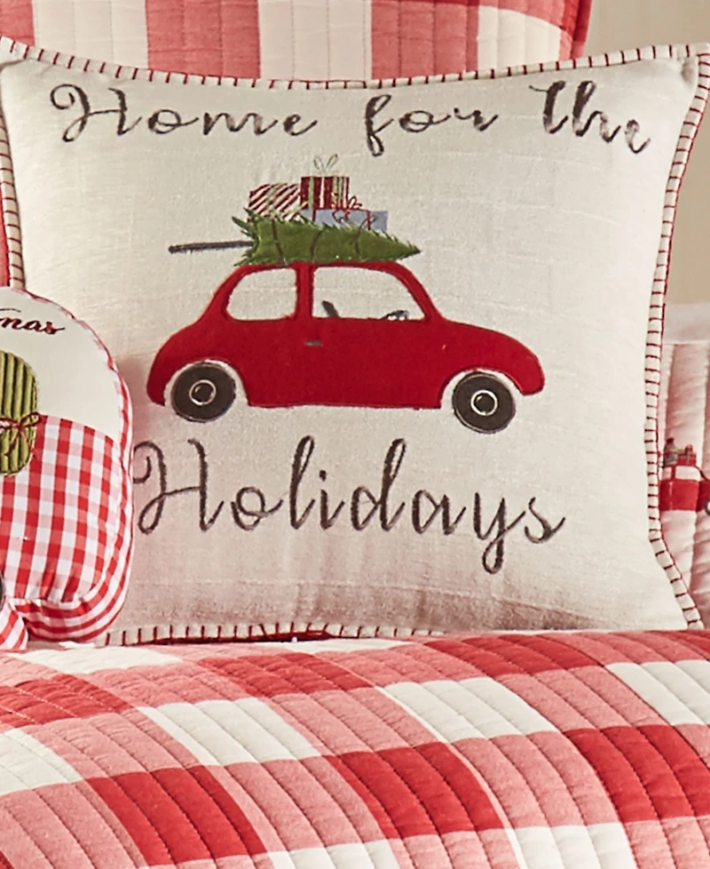 Levtex Christmas Road Trip Gingham Decorative Pillow, 18" x 18"