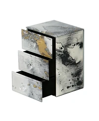 Mele Co. Maura Marbled Glass Jewelry Box with Gold Accents