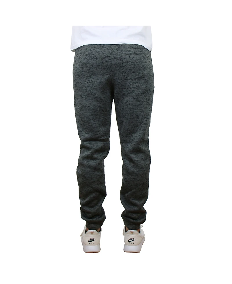 Galaxy By Harvic Men's Slim-Fit Marled Fleece Joggers with Zipper Side Pockets