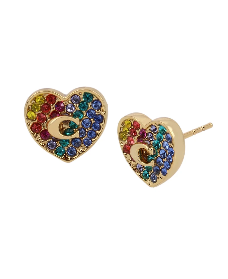 Coach Pave Heart Stud Earrings