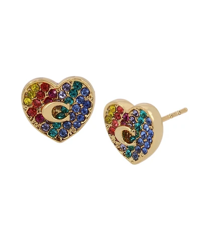 Coach Pave Heart Stud Earrings