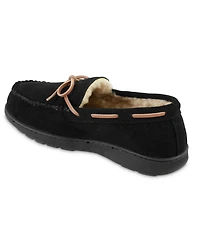 Isotoner Signature Men's Genuine Suede Moccasin Comfort Slipper with Berber lining