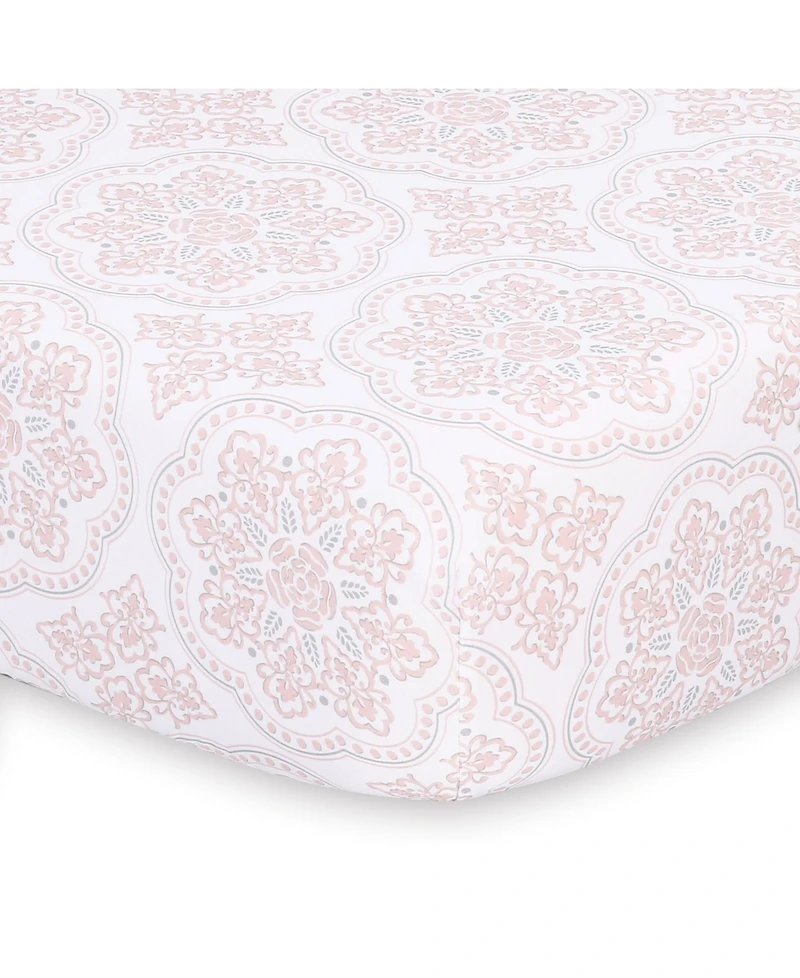 The Peanutshell Pink Floral Arianna 3 Piece Baby Girl Nursery Bedding Set, Crib
