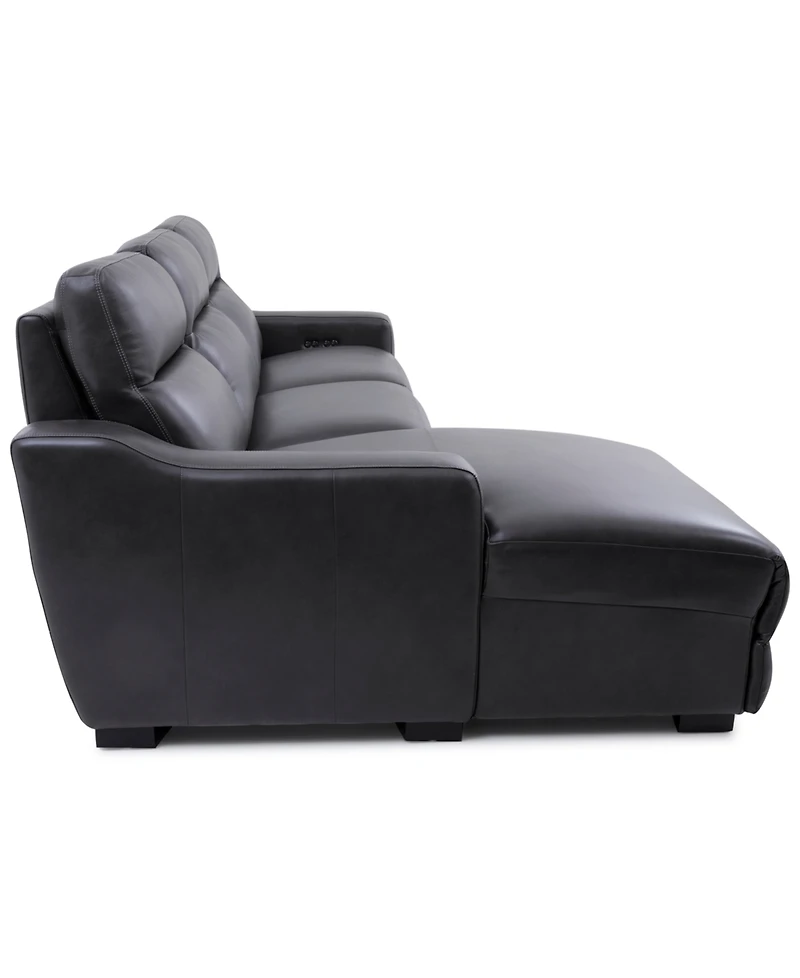 Gabrine 3-Pc. Leather Sectional with 1 Power Headrest and Chaise, Created for Macy's