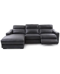 Gabrine 3-Pc. Leather Sectional with 1 Power Headrest and Chaise, Created for Macy's