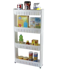 Vintiquewise Slim Storage Cabinet Organizer 4 Shelf Rolling Pull Out Cart Rack Tower with Wheels