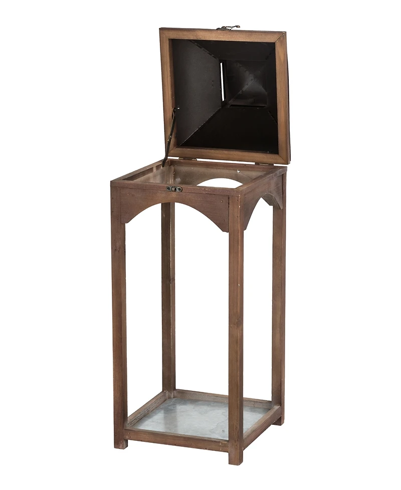 Glitzhome Set of 2 Whiskey Brown Farmhouse Modern Wood/Metal Lanterns