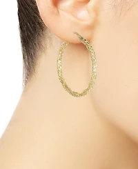 Italian Gold Snake Texture Hoop Earrings in 10k Gold 40mm