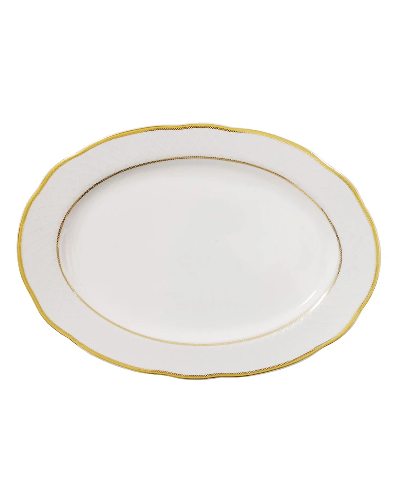 Lorren Home Trends Porcelain China 57 Piece Gloria Wavy Dinnerware Set, Service for 8