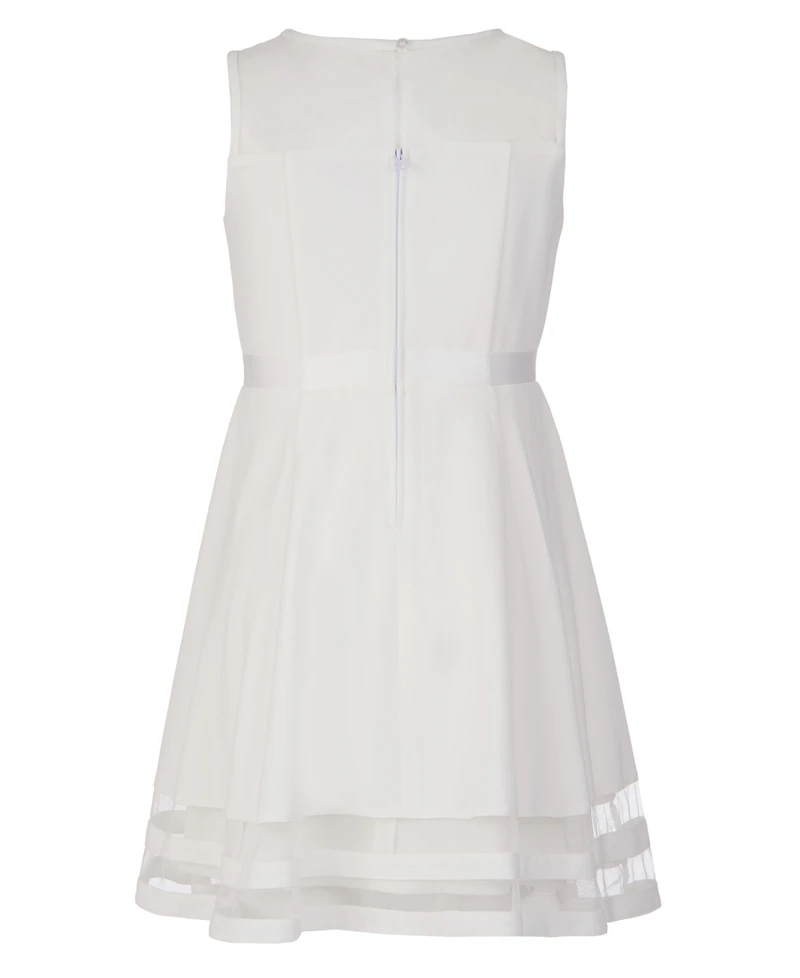 Calvin Klein Big Girls Illusion Mesh Bow Front Dress
