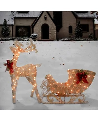 National Tree Company Reindeer and Santa's Sleigh with Led Lights