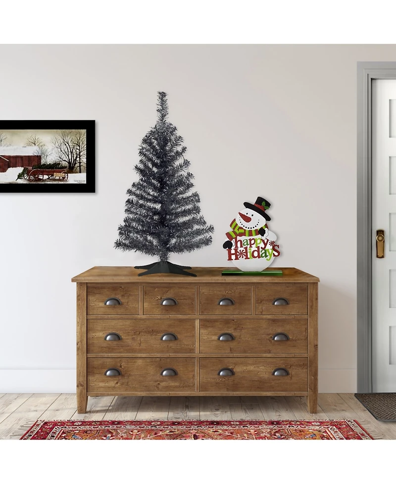 National Tree 3 ft. Black Tinsel Tree