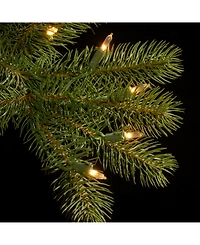 National Tree 12' Feel Real Downswept Douglas Fir Pencil Slim Tree with 850 Dual Color Led Lights & Caps