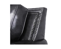 Willison Italian Leather Armchair in Charcoal Gray