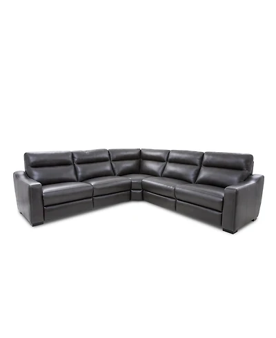 Gabrine 5-Pc. Leather Sectional with Power Headrests