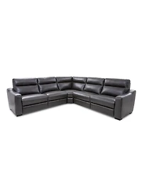 Gabrine 5-Pc. Leather Sectional with Power Headrests