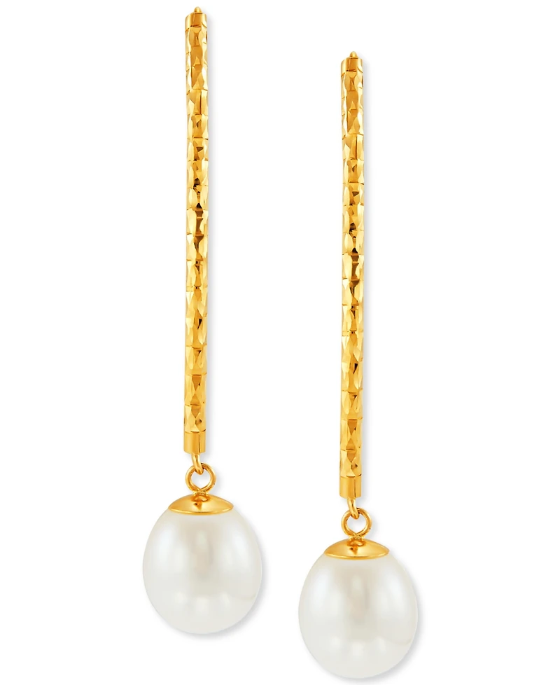 Honora Cultured Freshwater Pearl (9-10mm) Threader Earrings in 14k Gold