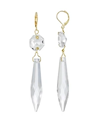 2028 Women's Gold Tone Clear Crystal Linear Drop Earrings