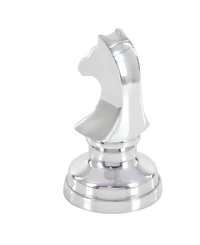 CosmoLiving by Cosmopolitan Set of 3 Silver Aluminum Traditional Chess Sculpture, 4" x 9"