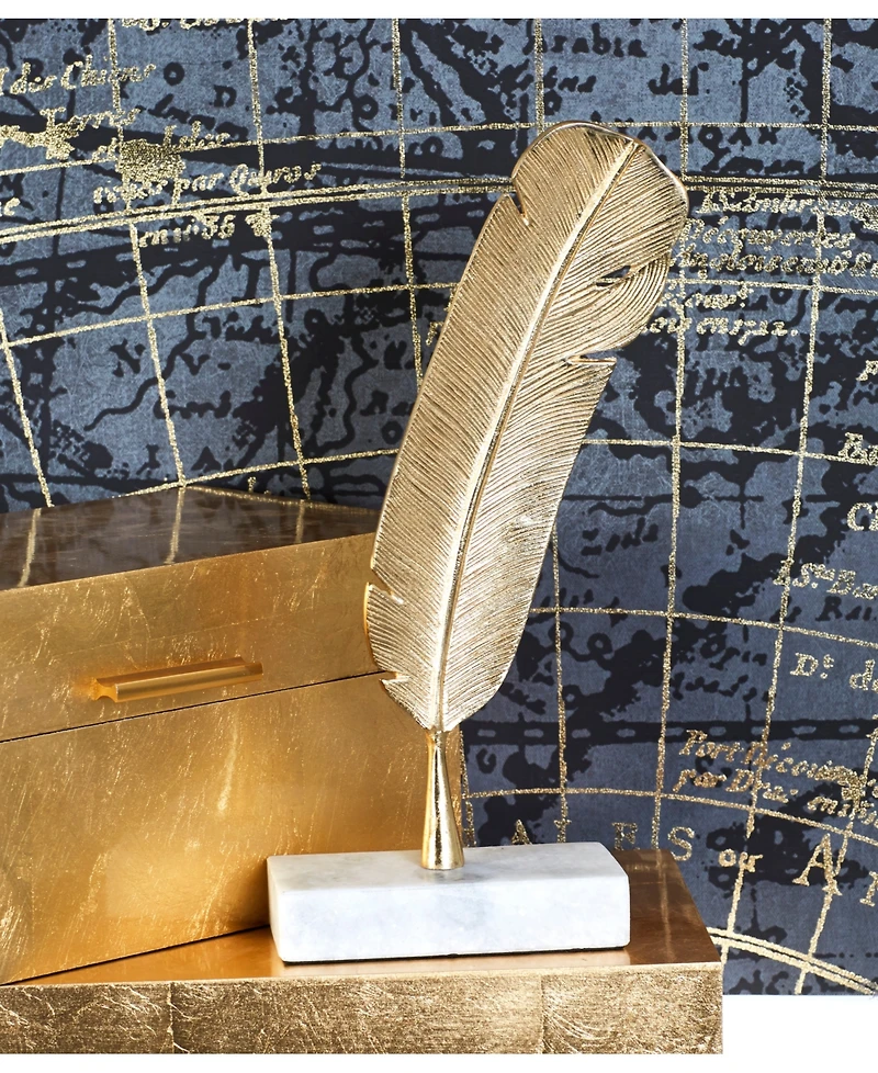 CosmoLiving by Cosmopolitan Gold Aluminum Sculpture, Birds 12" x 6" x 2"