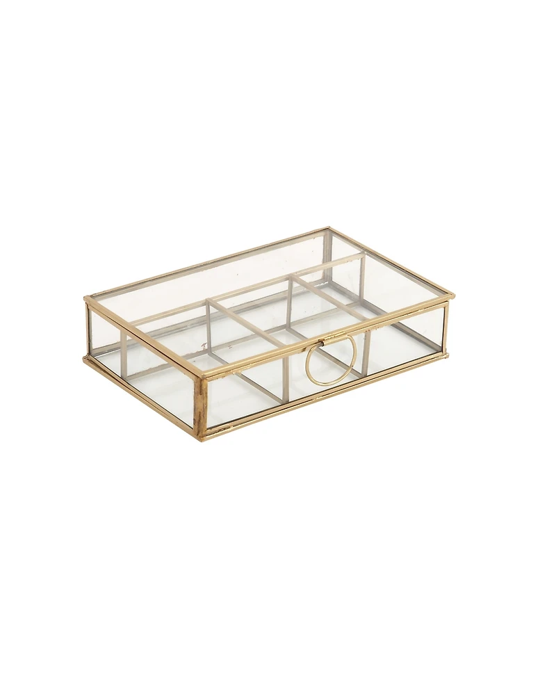 CosmoLiving by Cosmopolitan Gold Glass Modern Jewelry Box , 2" x 9" x 6"