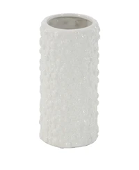 CosmoLiving by Cosmopolitan Set of 3 White Stoneware Modern Vase, 5" x 8"