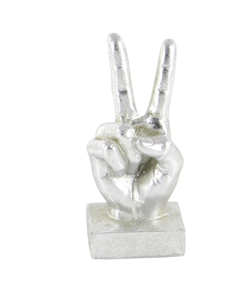 CosmoLiving by Cosmopolitan Set of 3 Silver Polystone Traditional Hand Sculpture, 7", 7", 6"