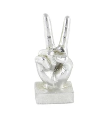 CosmoLiving by Cosmopolitan Set of 3 Silver Polystone Traditional Hand Sculpture, 7", 7", 6"