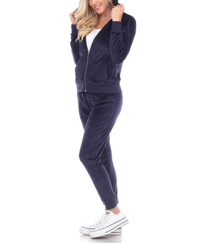White Mark Women's Velour Tracksuit Loungewear 2pc Set