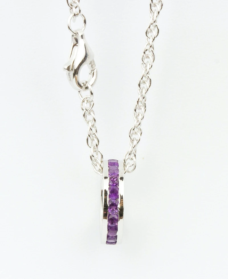 Semi Precious Birthstone Charm with 18" Chain in Sterling Silver