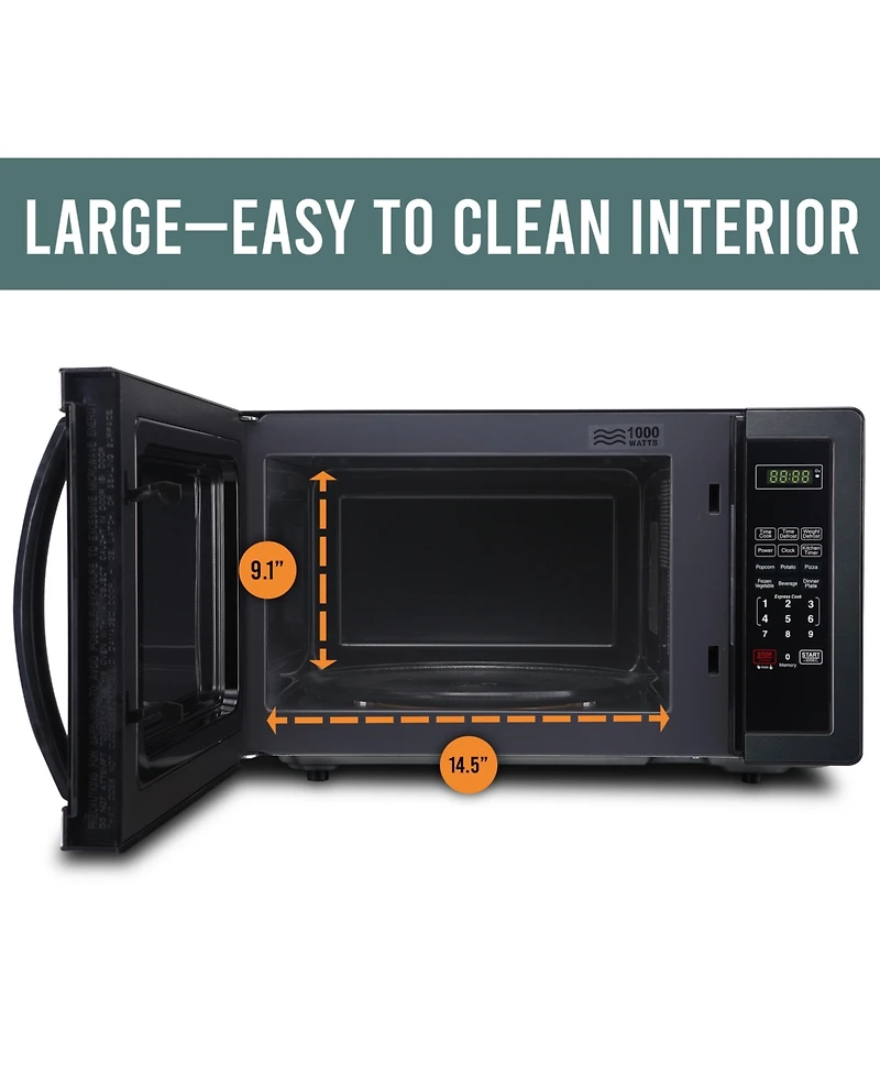 Farberware Classic FMO11AHTBSB 1.1 Cu. Ft 1000-Watt Microwave Oven, Black Stainless Steel