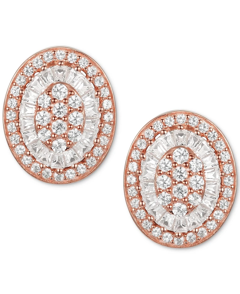 Diamond Baguette Oval Stud Earrings (1/2 ct. t.w.) in 14k Gold , 14k White Gold or 14k Rose Gold